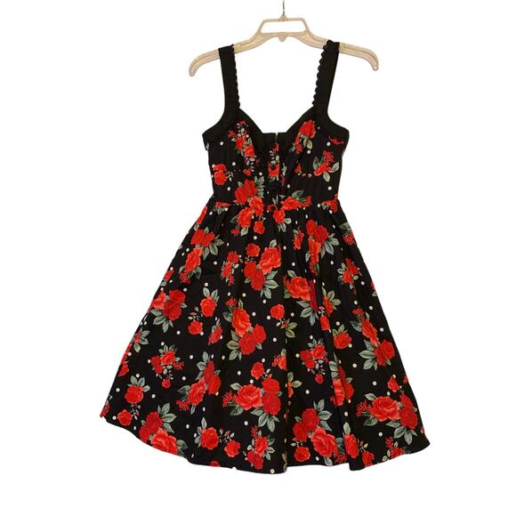 Hot Topic Rockabilly Polka Dot Rose Swing Dress small - Picture 6 of 16